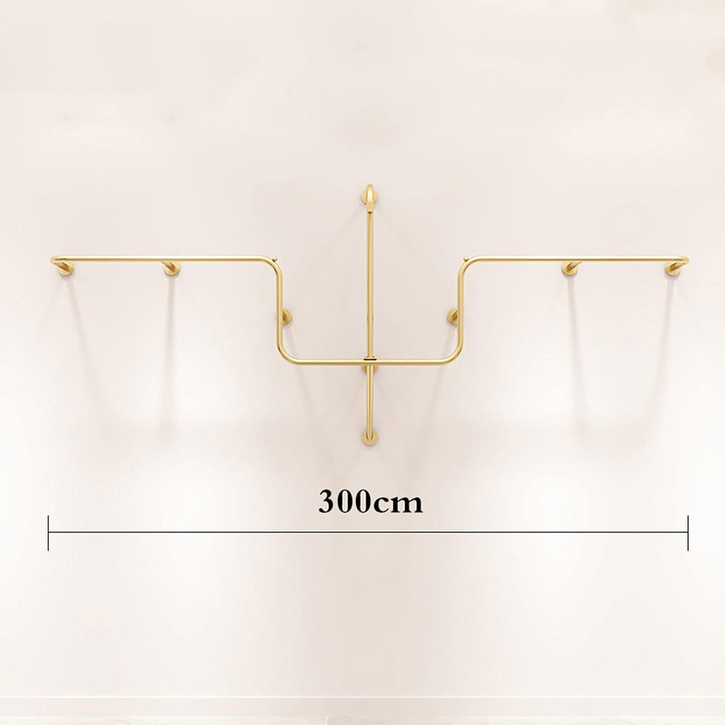 Wall Mounted Garment Rack Clothing Store Metal Display Stands,Detachable Garment Bar Heavy Duty Iron Clothes Hanging Rod,Rail Organizer,a Retail Store for M(300cm