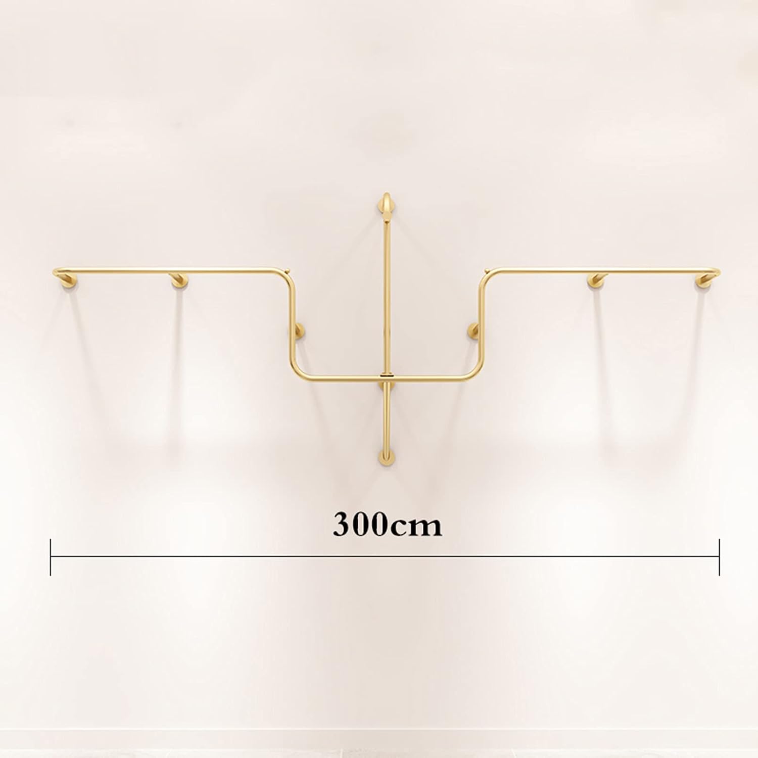 Wall Mounted Garment Rack Clothing Store Metal Display Stands,Detachable Garment Bar Heavy Duty Iron Clothes Hanging Rod,Rail Organizer,a Retail Store for M(300cm