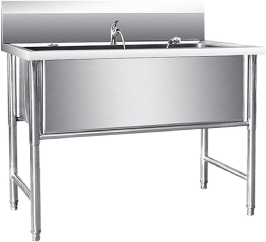 Professional Stainless Steel Dog Bathing Station, Dog Grooming Tub, Freestanding Pet Sink, 39in/100cm