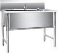 Professional Stainless Steel Dog Bathing Station, Dog Grooming Tub, Freestanding Pet Sink, 39in/100cm