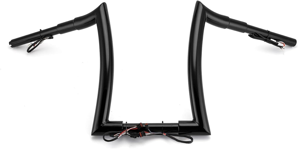 Mofun 12' Rise Pre-wired Handlebars Ape Hangers 1.5' Fat 1' Clamp Compatible with Harley Softail 2011-2024 Sportster 2011-2022 Dyna 2012-2017 low Rider S Road King 2015-Later Models, Gloss Black
