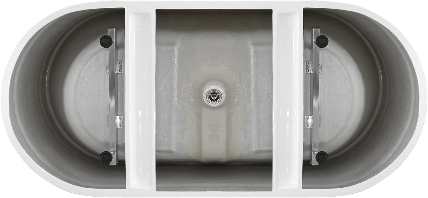 59' Acrylic Freestanding Tub, Soaking Tub, Bathtub for SPA, Integrated Overflow and Drain, cUPC Certified, Lustre White