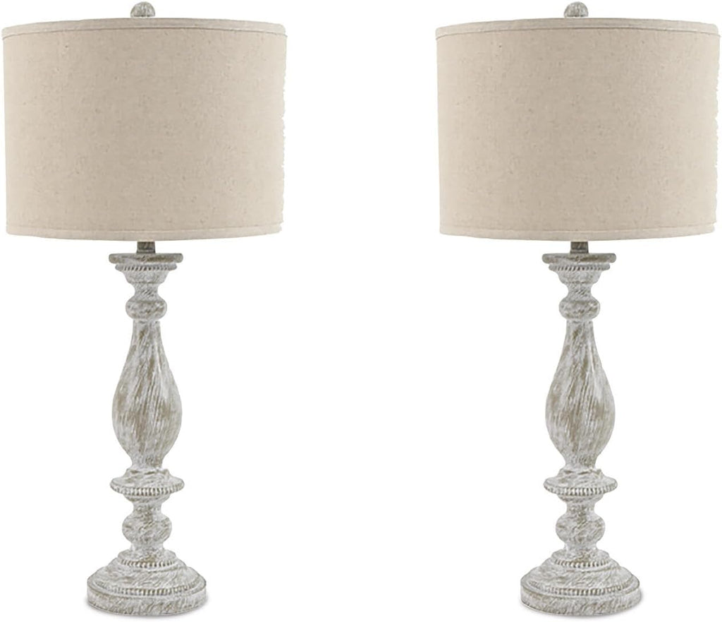 Signature Design by Ashley Bernadate Vintage Cottage Table Lamp, 2 Count, 31', Whitewash