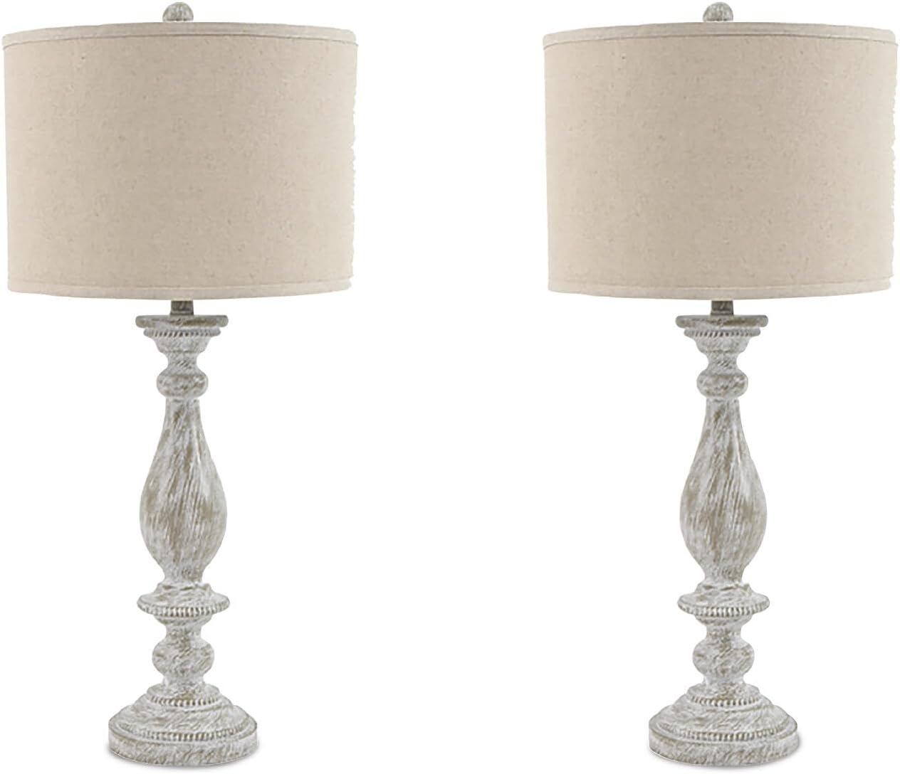 Signature Design by Ashley Bernadate Vintage Cottage Table Lamp, 2 Count, 31', Whitewash