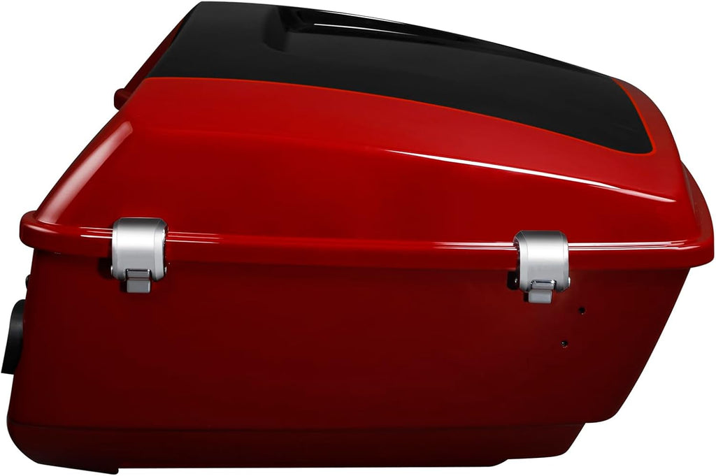 TCMT 13.7' King Motorcycle Trunk Box W/Latch Key Fit For Harley 2014-2025 Touring CVO Road King Road Glide Street Glide Electra Glide Ultra Limited Billiard Red/Vivid Black