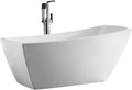 Albi 67' Freestanding Acrylic Bathtub with Chrome Drain, Glossy White Seamless Soaking Tub, Fiberglass Reinforced with Leveling Legs, 56 Gal Capacity