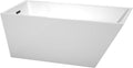 Wyndham Collection Hannah 59 Inch Freestanding Bathtub in White with Matte Black Drain and Overflow Trim, white with matte black trim