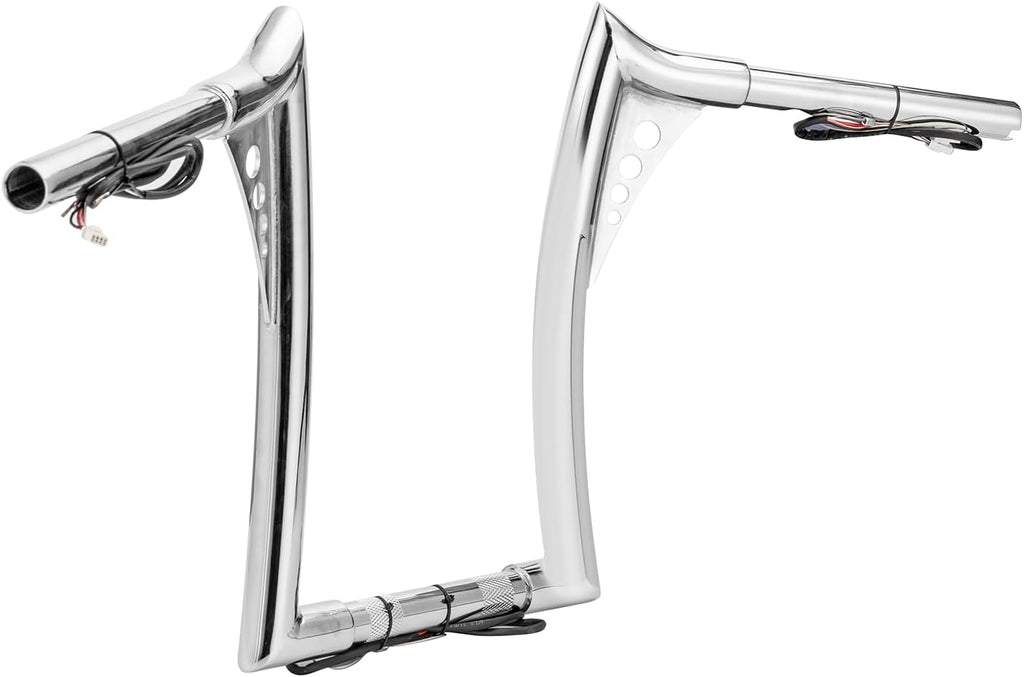 Wsays 12' Pre-wired Handlebar 1.25' Bar Diameter Ape Sharp Compatible with Harley Softail 2011-2024 Fit Dyna 2012-2017 Fit Sportster 2011-2022 Fit Touring Road King 2015-Later, Chrome