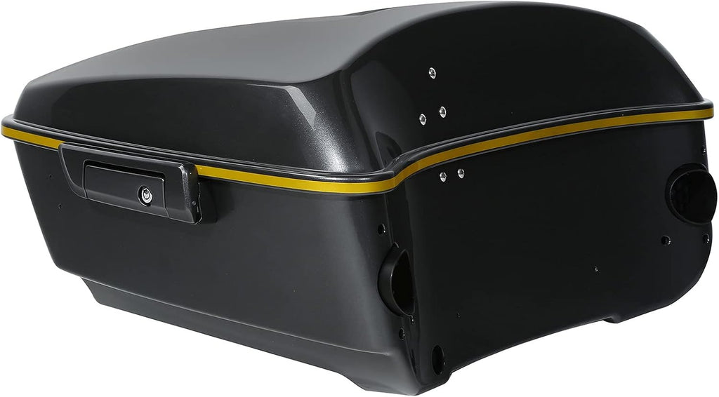 Gold/Black Geometric Shape Fade 13.7' King Trunk W/Latch Key Fit For Harley Trunk Touring CVO Road King Road Glide Street Glide Electra Glide Ultra Limited 2014-2025
