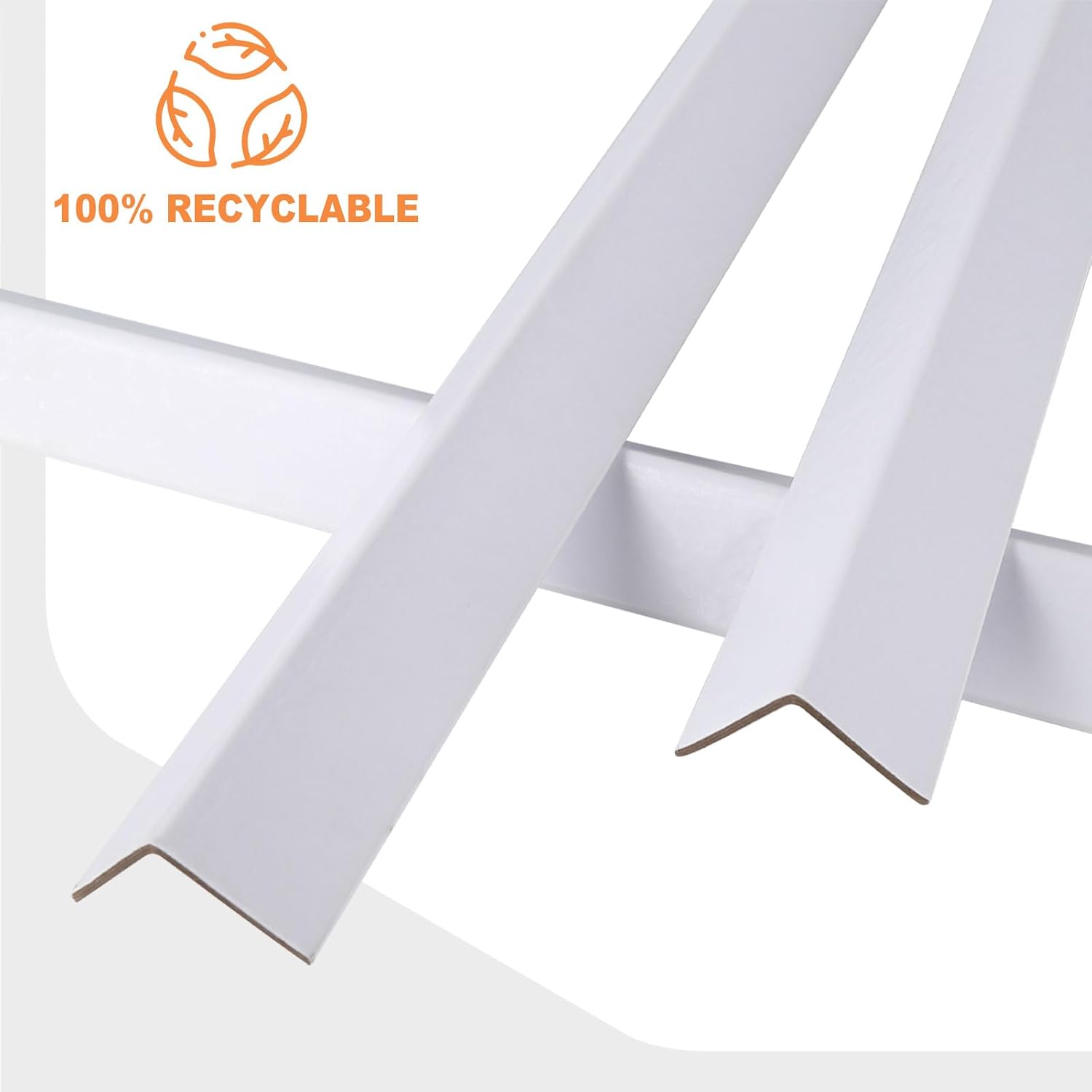 Cardboard Edge Protector 2' X 2' X 48', Pack of 100 – Cardboard Corner Protectors for Shipping White V-Board Pallet Corner Protectors