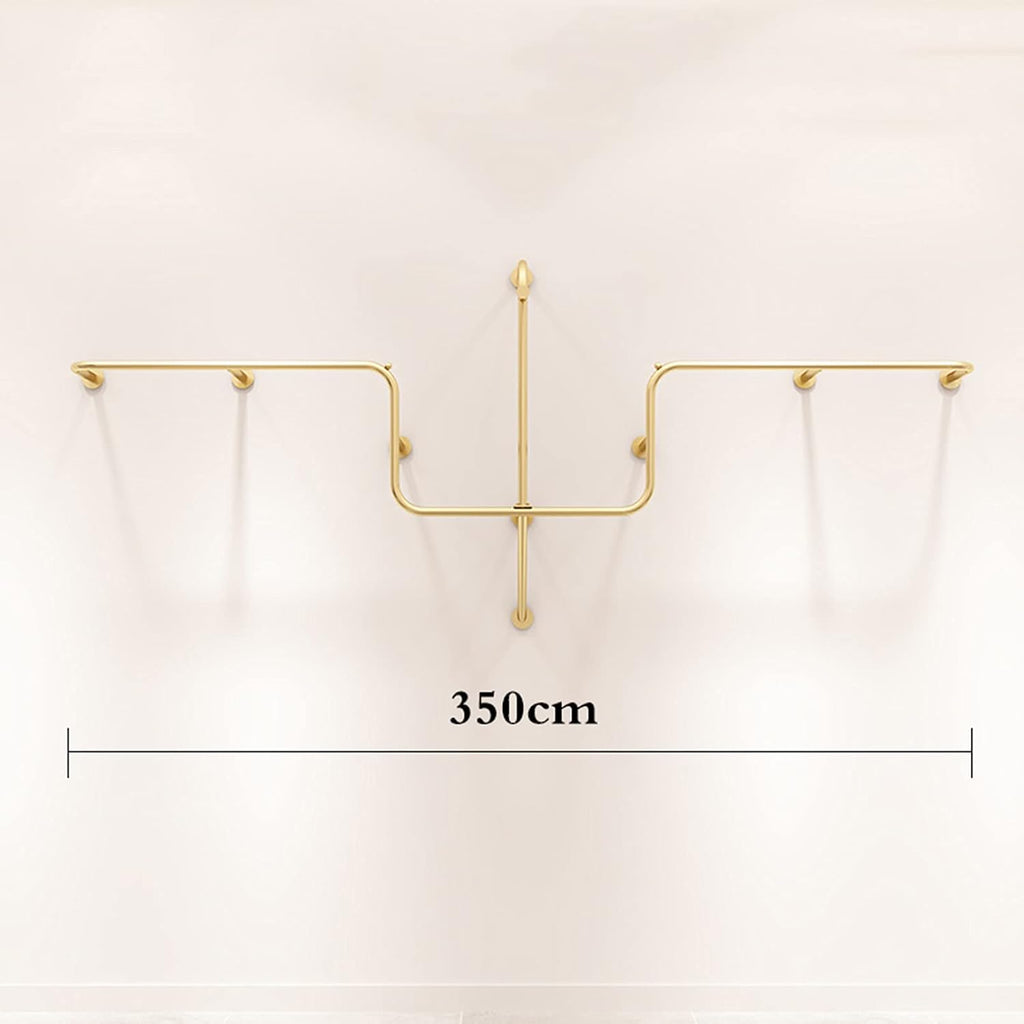 Wall Mounted Garment Rack Clothing Store Metal Display Stands,Detachable Garment Bar Heavy Duty Iron Clothes Hanging Rod,Rail Organizer,a Retail Store for M(350cm