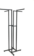4 Way Heavy Duty Clothes Rack with Straight Arms Black Retail Clothing Rack Square Tubing Adjustable Height Garment Rack Perfect for Clothing Store Display