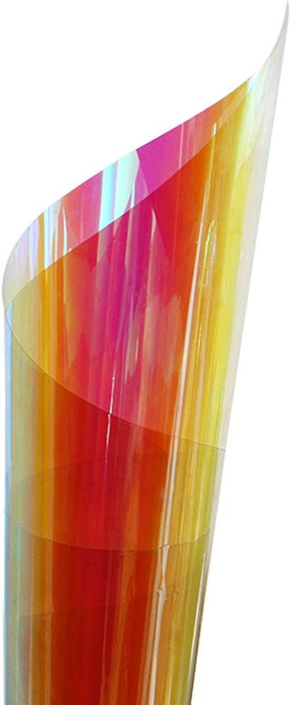 HOHOFILM Holographic Rainbow Color Window Film Self-Adhesive Iridescent Window Glass Tint Blaze Film Craft Vinyl for Christmas Home Building Decoration,54in98ft