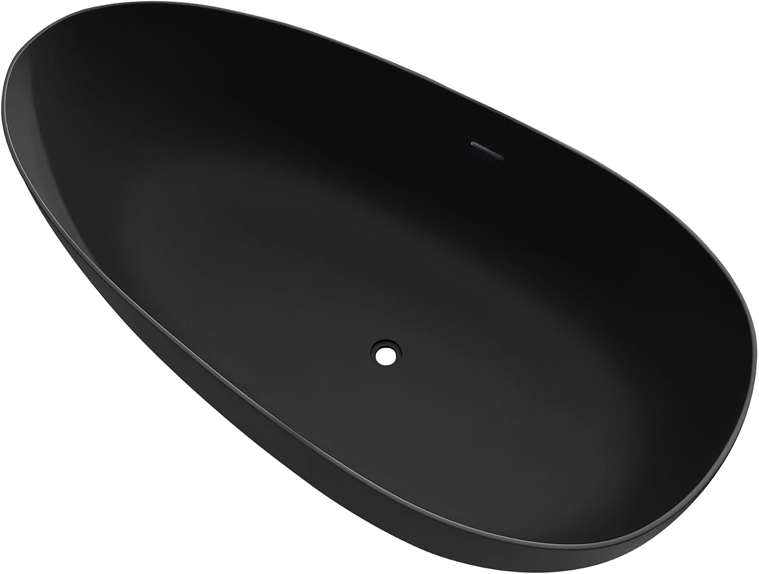 67' Freestanding Bathtub, Contemporary Soaking Bathtub, Easy to Install, Solid Surface Soaking Tub with Overflow and Pop-up Drain, Matte Black 302MB1700