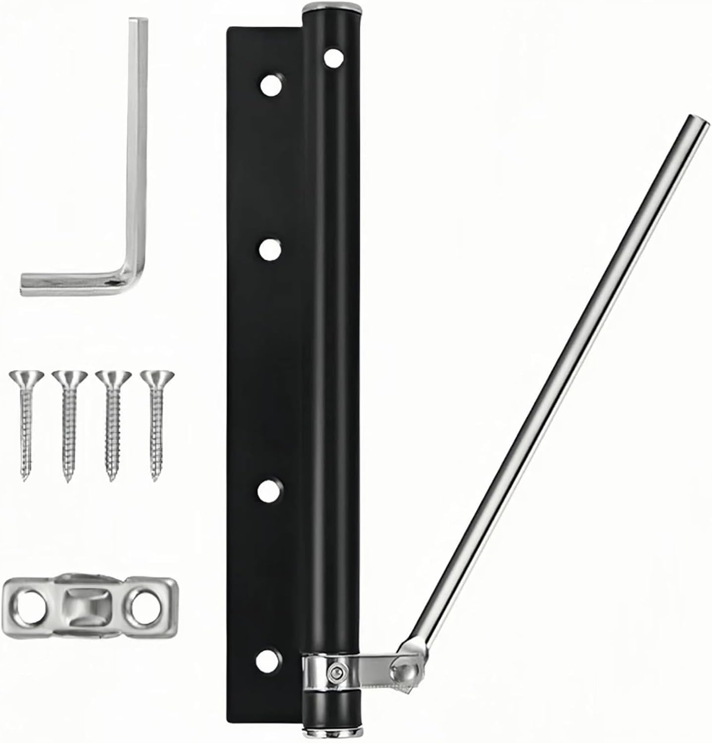 Door Closer Spring Self Closing Hinges Stainless Steel Soft Close Auto Top Latches with Arm Screw Wrench Hardware(Yellow Bronze-L)
