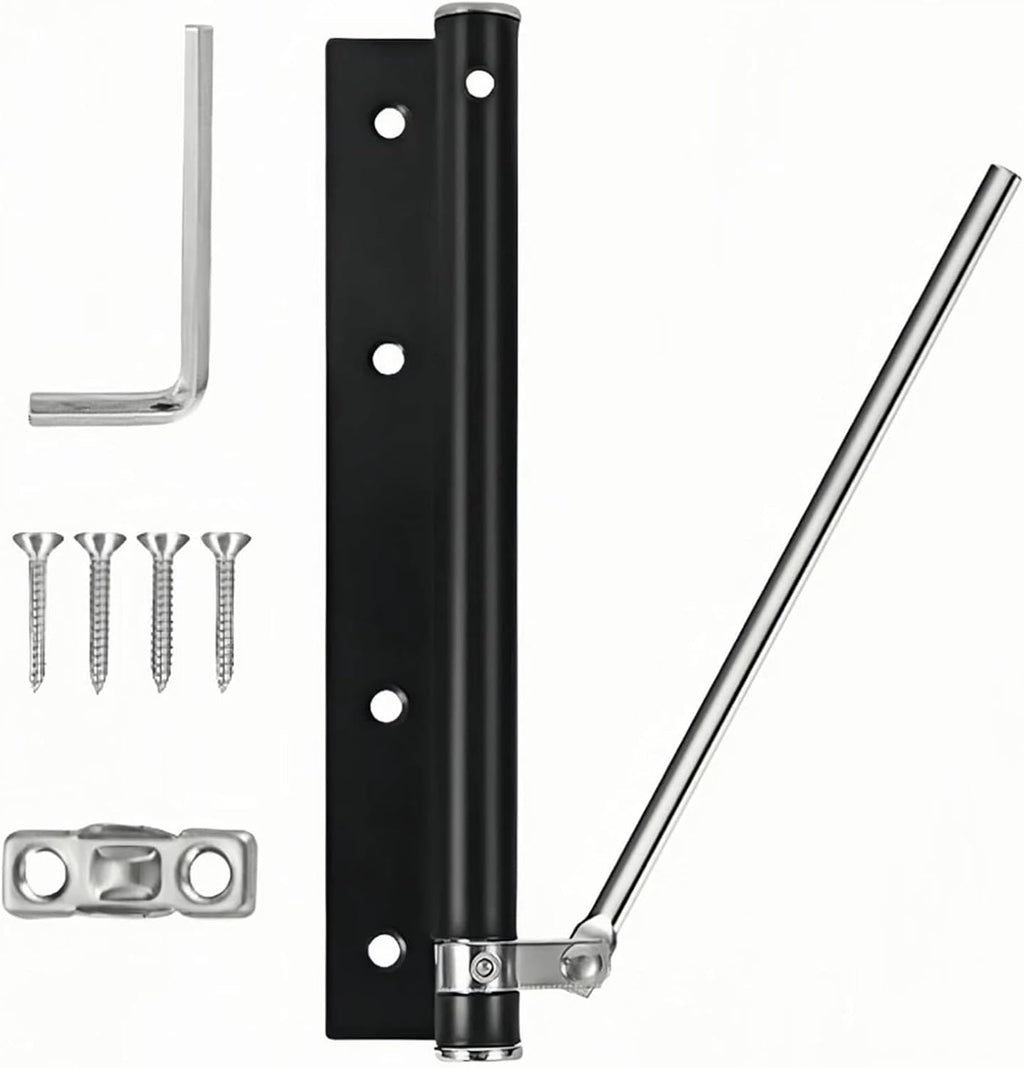 Door Closer Spring Self Closing Hinges Stainless Steel Soft Close Auto Top Latches with Arm Screw Wrench Hardware(White -L)