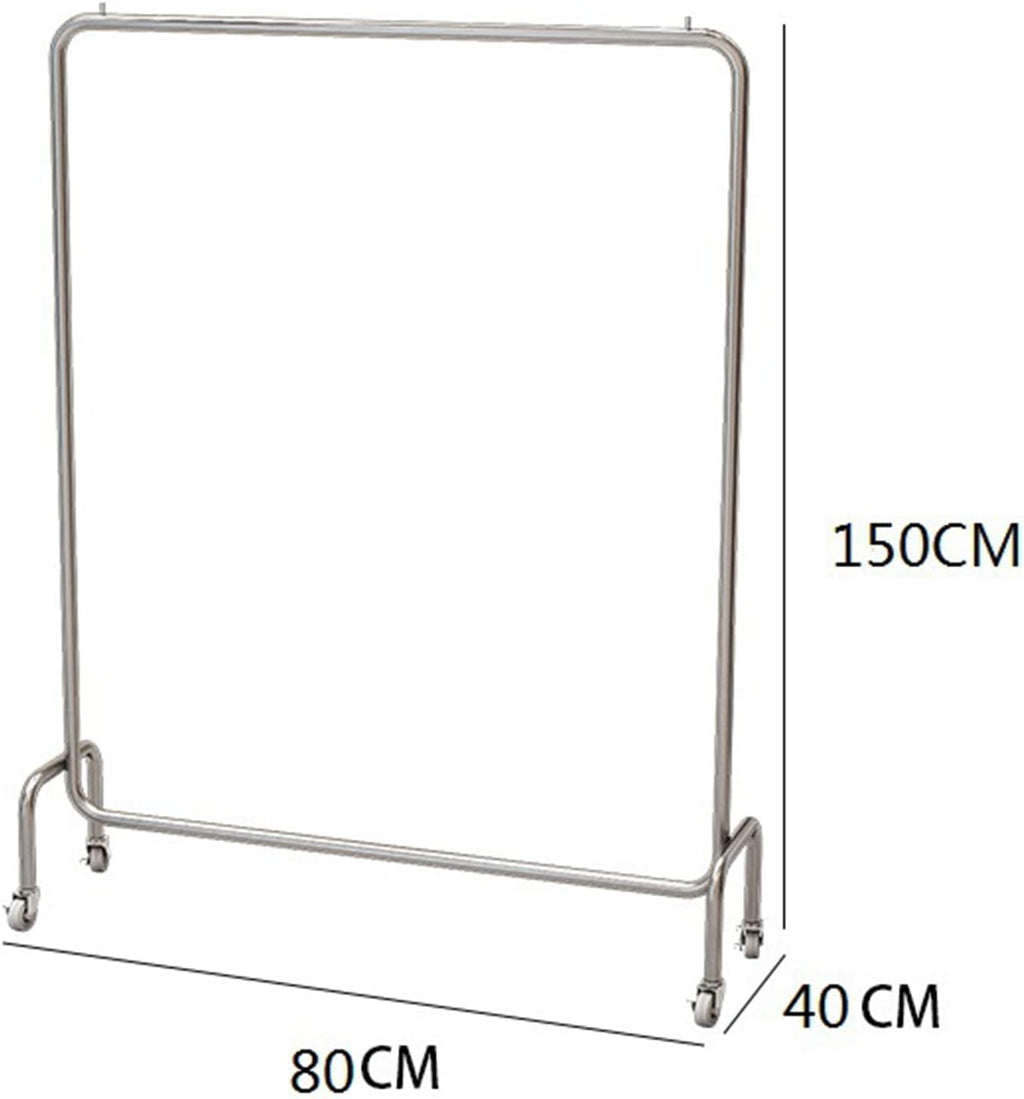 Clothing Rack Rolling Display Garment Rack, Retail Garment Hanging Bar Clothing Storage Shelving Unit, Modern High-Grade Stainless Steel Organizer Wardrobe (One Color-80x40x150CM