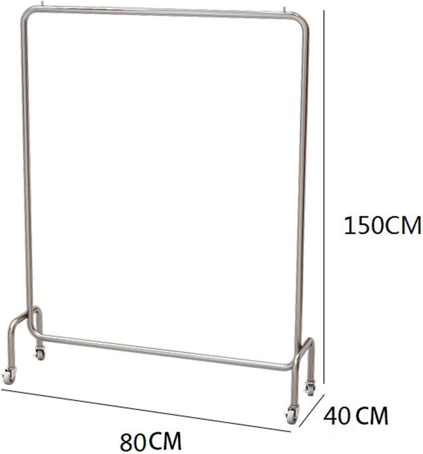 Clothing Rack Rolling Display Garment Rack, Retail Garment Hanging Bar Clothing Storage Shelving Unit, Modern High-Grade Stainless Steel Organizer Wardrobe (One Color-80x40x150CM
