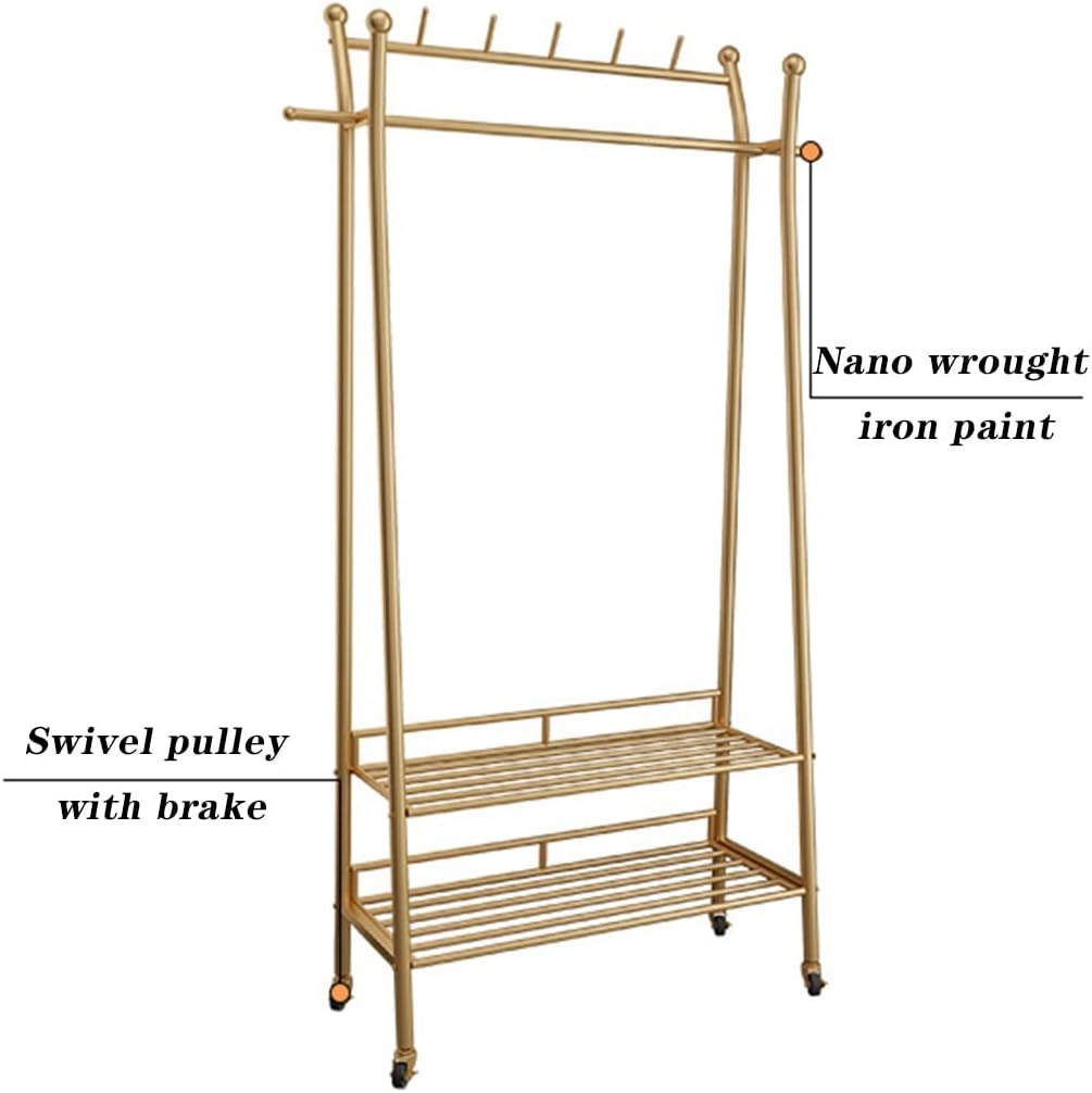Freestanding Double Rod Garment Rack, for Hanging Clothes, Heavy Duty Clothes Rails with Bottom Shelf,100 * 35 * 175cm