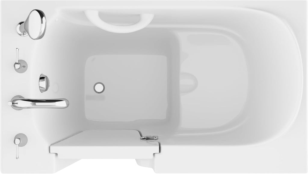 ANZZI Tubs Series Wide Opening Door Left Drain Quick Fill Walk-In Soaking Tub in White Finish 26 in. x 46 in. | AMZ2646LWS