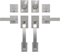 Double Front Door Handle Set with Heavy Duty Lock, Satin Nickel Finish, Suitable for Front or Office Door