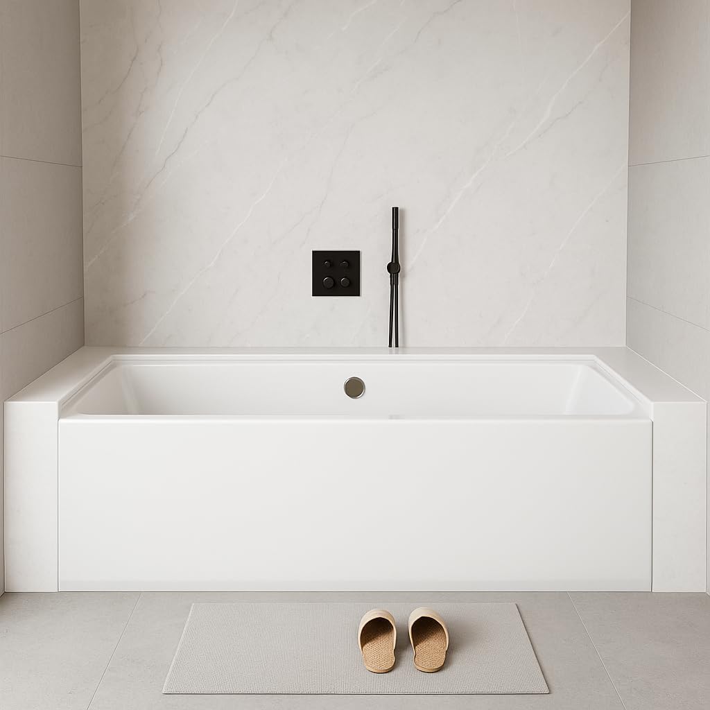 Carver Tubs - ALR6036 - Modern Acrylic Fiberglass Alcove Soaking Bathtub With Chrome Drain - White Acrylic Rectangle Bath Tub - Right Hand Drain - Deep Relaxing Soak - 60' L x 36' W x 21.75' H