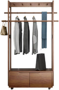 Stand Coat Rack Nordic Creative Clothes Hanger Floor Bedroom Nordic with Wheels Coat Rack Living Room Double Drawer Rack Coat Rack Clothes Rolling Rack (Size : 127 * 40 * 174cm)
