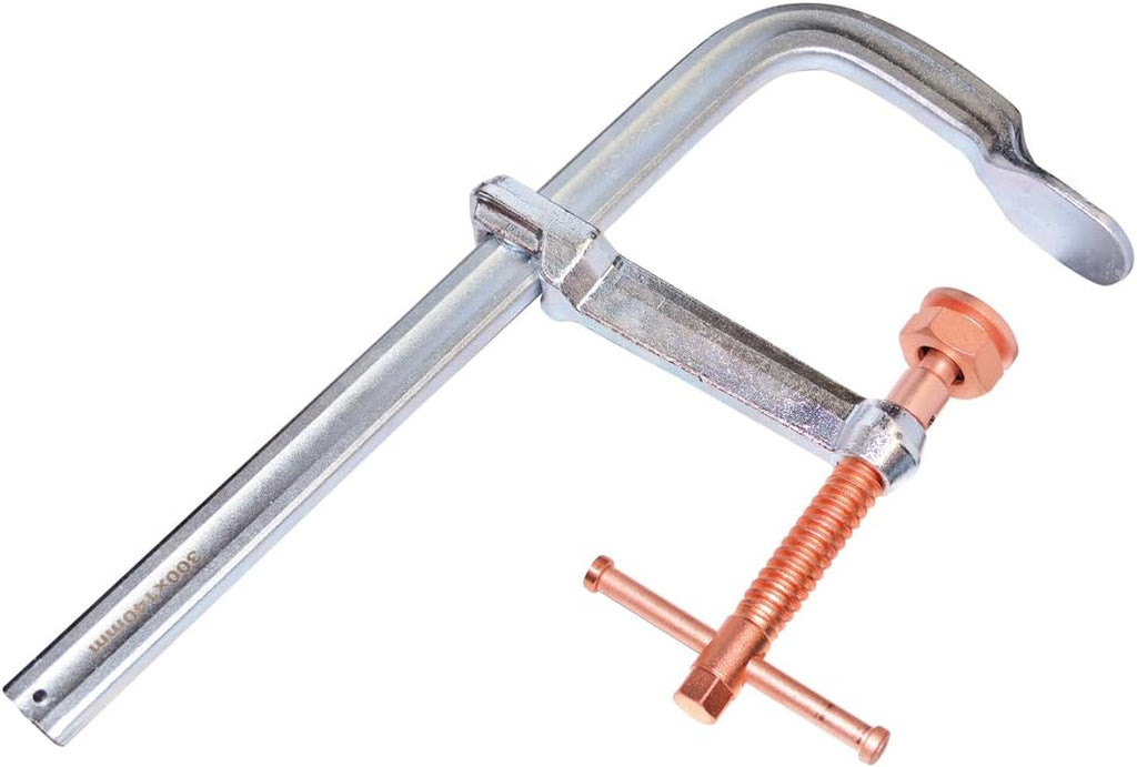 KANCA - HDC-600-C Heavy Duty Clamps With Copper Plated Spindle, Spatter Resistant Welding Clamps, Clamping Force 12,000 N, Opening 24 INCH, Drop-Forged F-Clamp, Bar Clamp (24' - 600 MM)