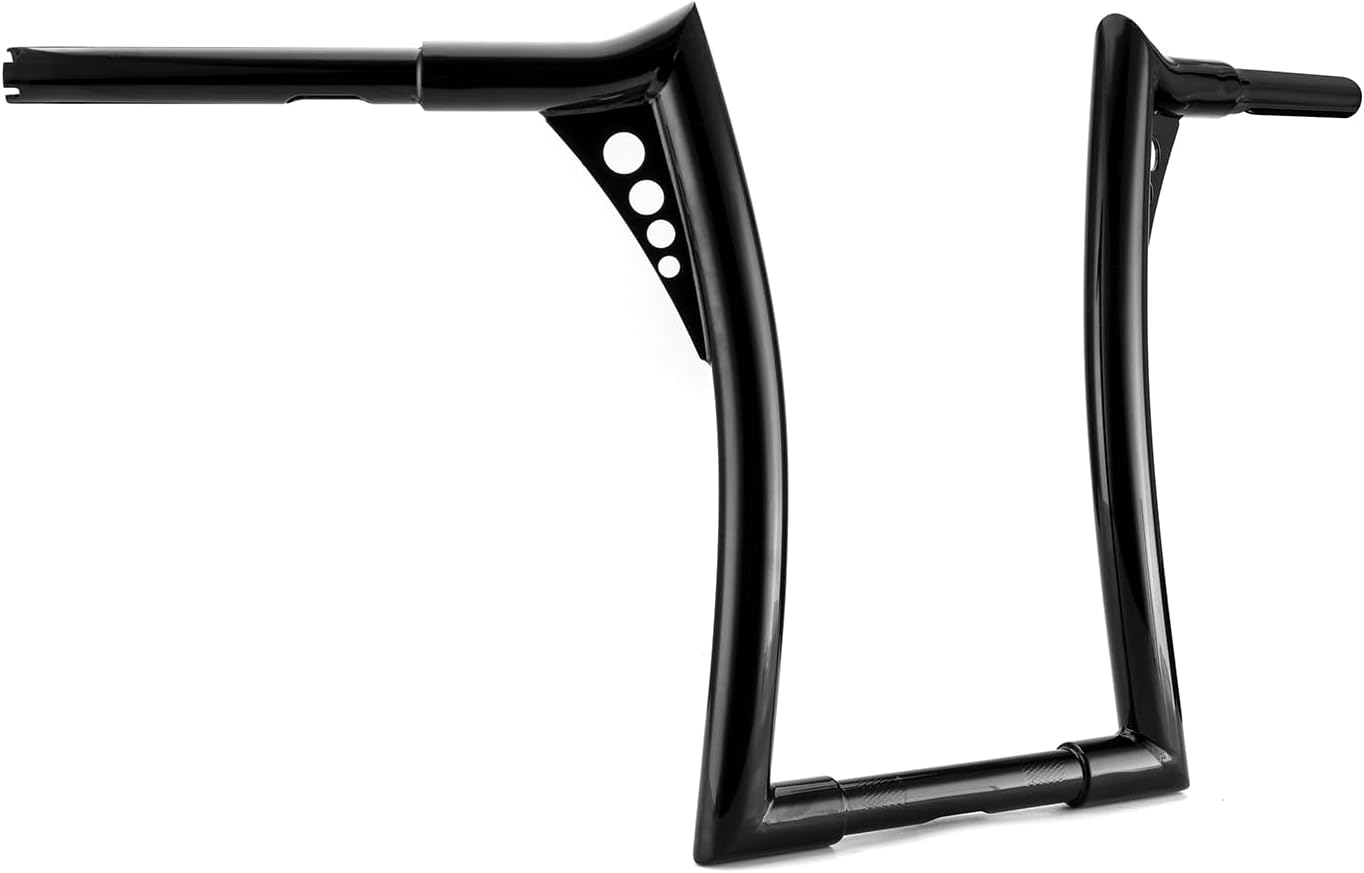 Mofun 14' Rise Ape Hangers Handlebar, 1-1/4' Bar Diameter, 1' Clamp Area Diameter Compatible with Harley Sportster XL 883 1200 Softail Dyna, Road King 1994-2022, Road Glide 1998-2013, Gloss Black