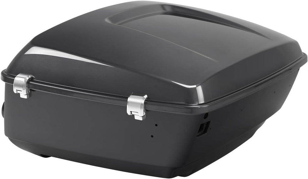 TCMT 13.7' King Motorcycle Trunk Box W/Latch Key Fit For Harley 2014-2025 Touring CVO Road King Road Glide Street Glide Electra Glide Ultra Limited Gauntlet Gray Metallic
