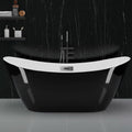 67 Inch Freestanding Bathtub, Acrylic Deep Soaking Tub, Chrome Overflow and Drain, Non-Slip Standalone Bath Tub for Bathroom, cUPC Certified, Ergonomic Modern Bath