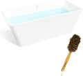 FerdY Sentosa 67' Acrylic Freestanding Bathtub, Contemporary Design Soaking Tub with Brushed Nickel Drain & Back Scrubber for Shower,Long Handled Loofah on a Stick, Soft PE Mesh Back Sponge