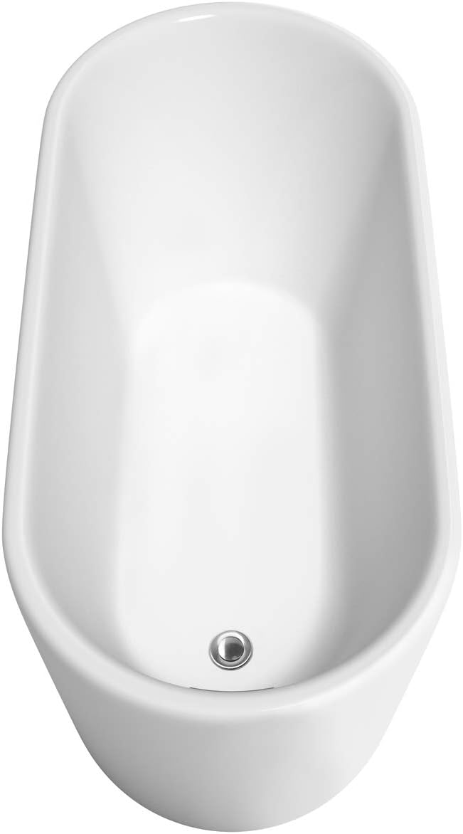 Ursula 59 Inch Freestanding Bathtub in White with Polished Chrome Trim and Floor Mounted Faucet in Brushed Gold