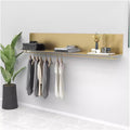 Industrial Pipe Clothing Rack with Shelves, Stainless Steel Clothing Display Rack, Heavy Duty Display Garment Rack, for Clothing Retail Store,Home (Gold 100x28x30cm)