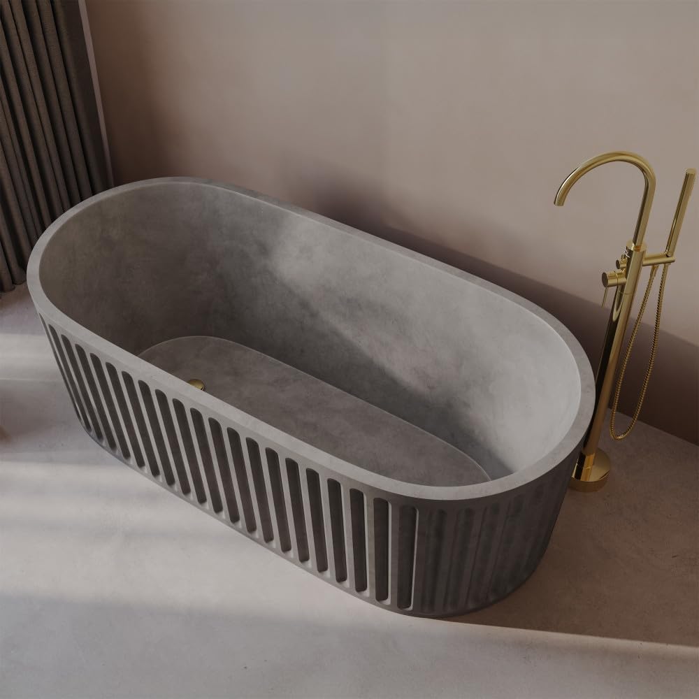 Swiss Madison Delice 67' Freestanding Concrete Bathtub in Gray, Drain Included