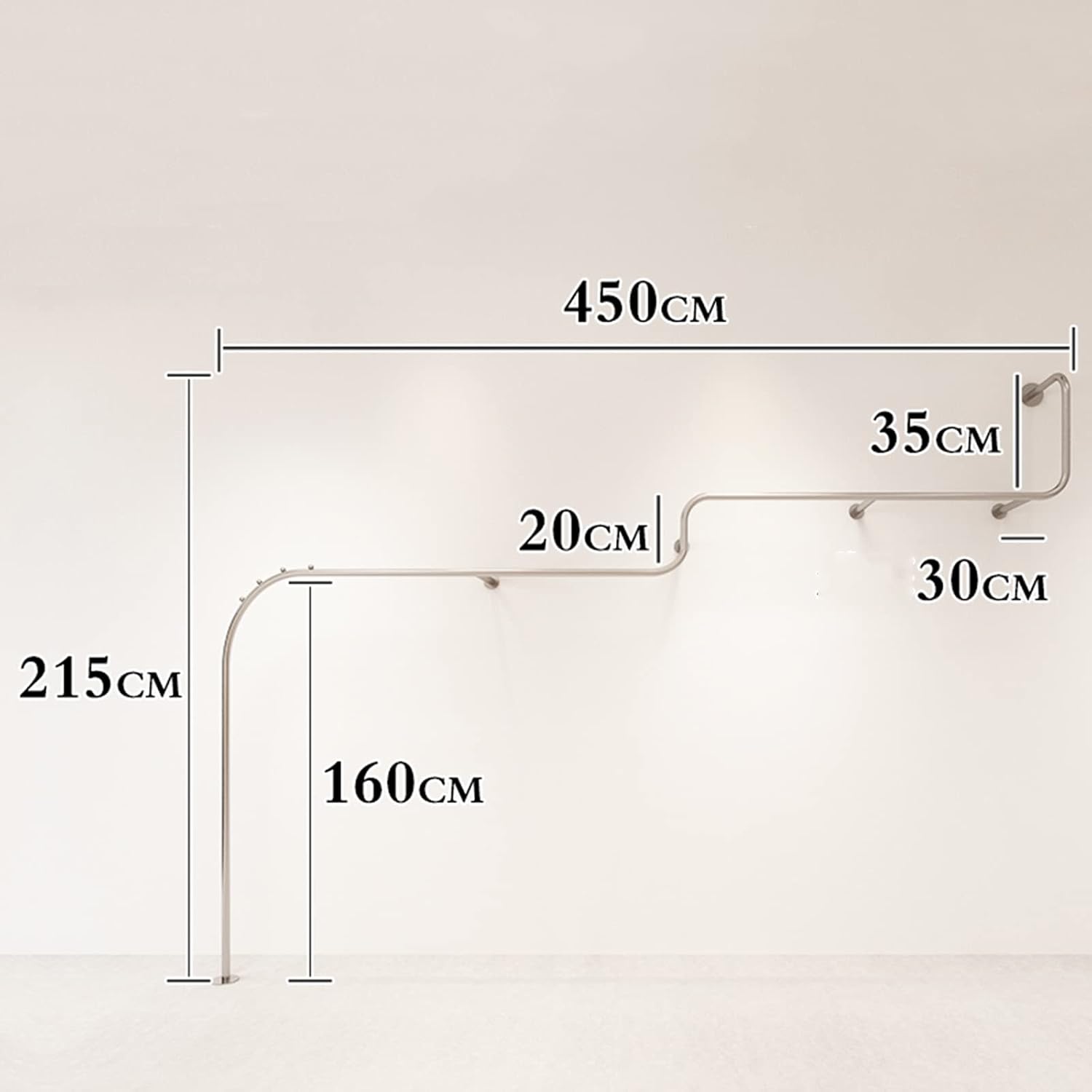 Wall Mounted Multi Purpose Industrial Pipe Clothing Rack,Industrial Pipe Clothing Rack,Metal Garment Rack for Clothes Retail Display Stand/250Cm/98.5In (450cm/177in