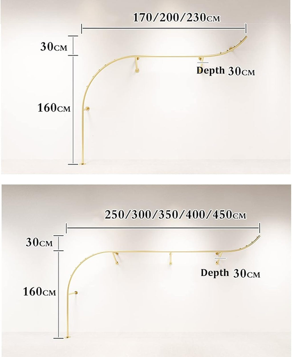 Creative Display Clothing ?Rack ?in Boutique Clothing Stores,Modern Industrial Pipe Wall-Mounted Garment Rack Shelves,Closet Rod Retail Display Rack Storage(2pcs (Left + Right)-L 200cm
