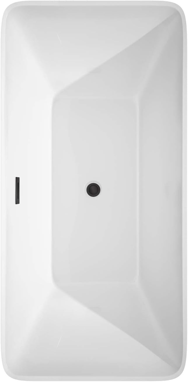 Wyndham Collection Tiffany 59 Inch Freestanding Bathtub in White with Matte Black Drain and Overflow Trim