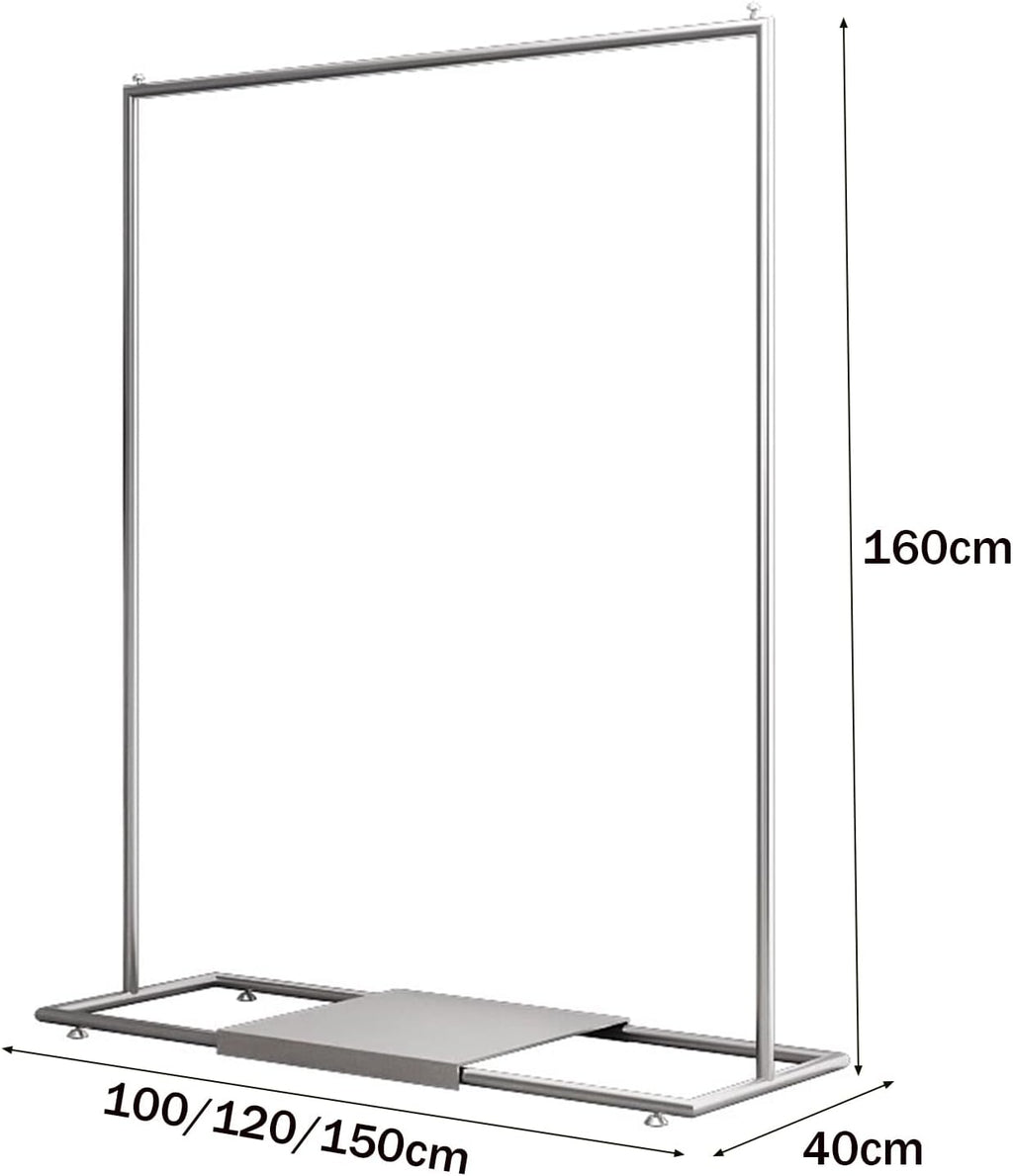 Garment Rack Heavy Duty Clothing Rack With Shelves, Load 300 LBS, Stainless Steel Clothes Rack For Display And Storage, Single Rod Coat Rack For Bedroom And Retail Use, Silver(Size:120X40X160CM)