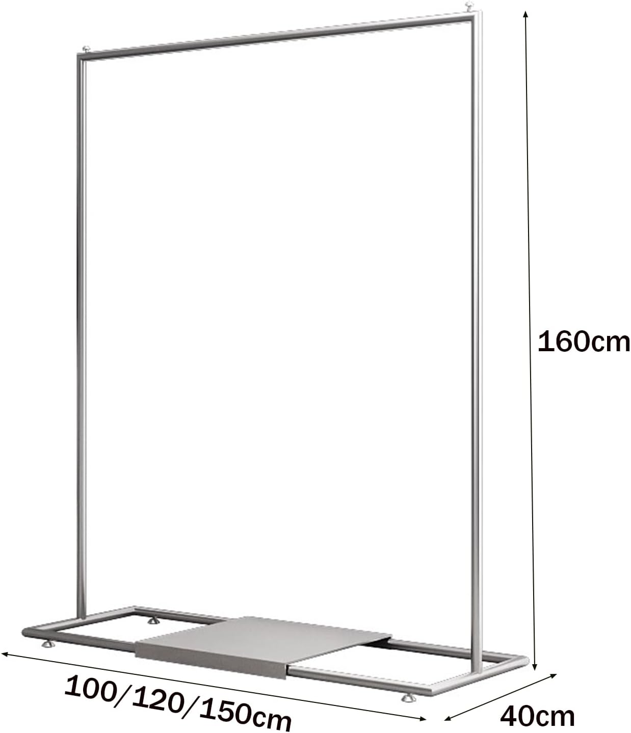 Garment Rack Heavy Duty Clothing Rack With Shelves, Load 300 LBS, Stainless Steel Clothes Rack For Display And Storage, Single Rod Coat Rack For Bedroom And Retail Use, Silver(Size:120X40X160CM)