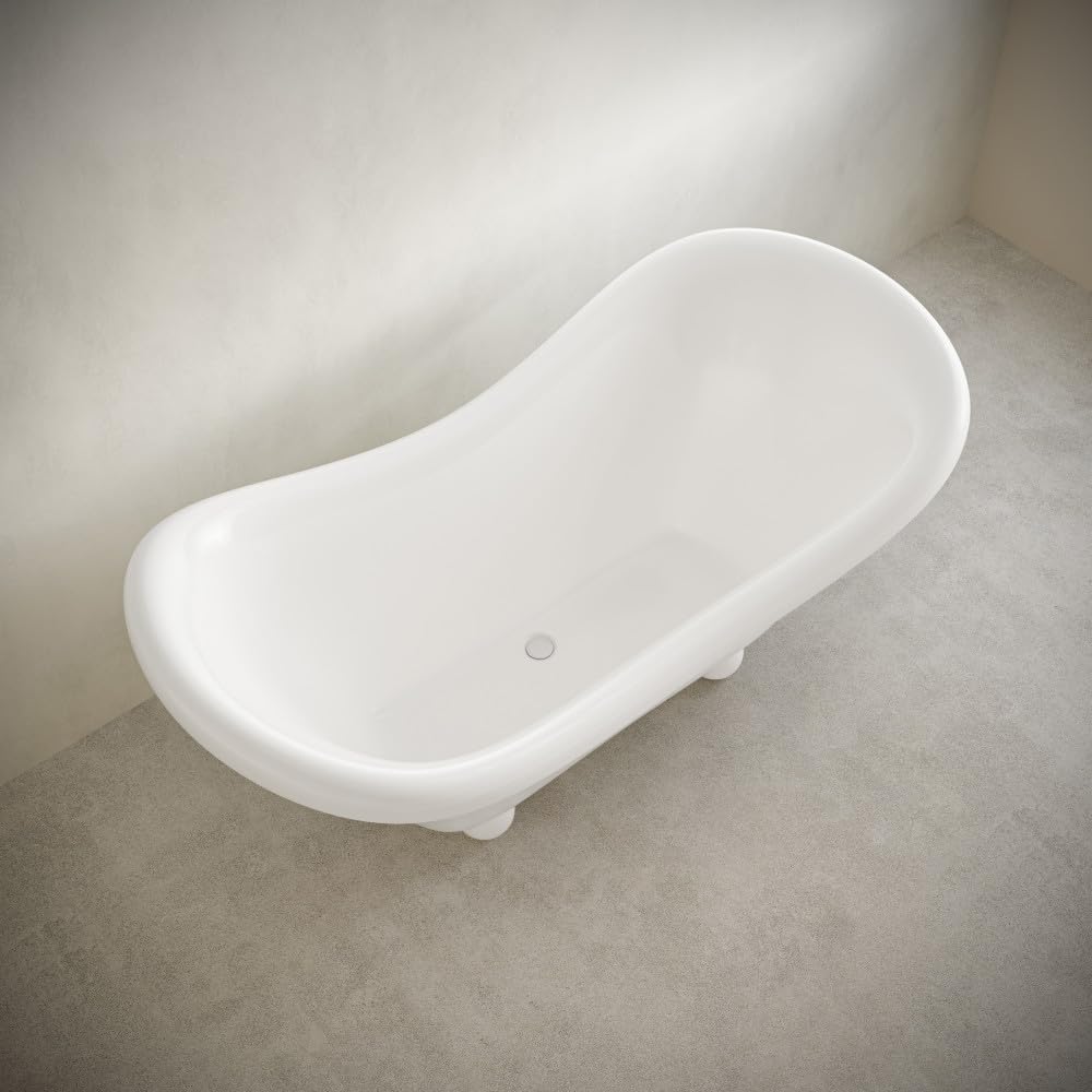 Swiss Madison Plaisir II 67' Freestanding Bathtub with Round Feet in Glossy White