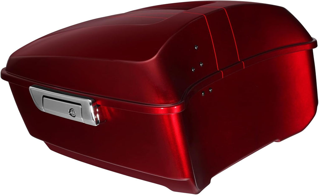 TCMT King Motorcycle Trunk Box Fit for Harley Touring 2014-2025 CVO Road King Road Glide Street Glide Electra Glide Ultra Limited Velocity Red Sunglo Pack