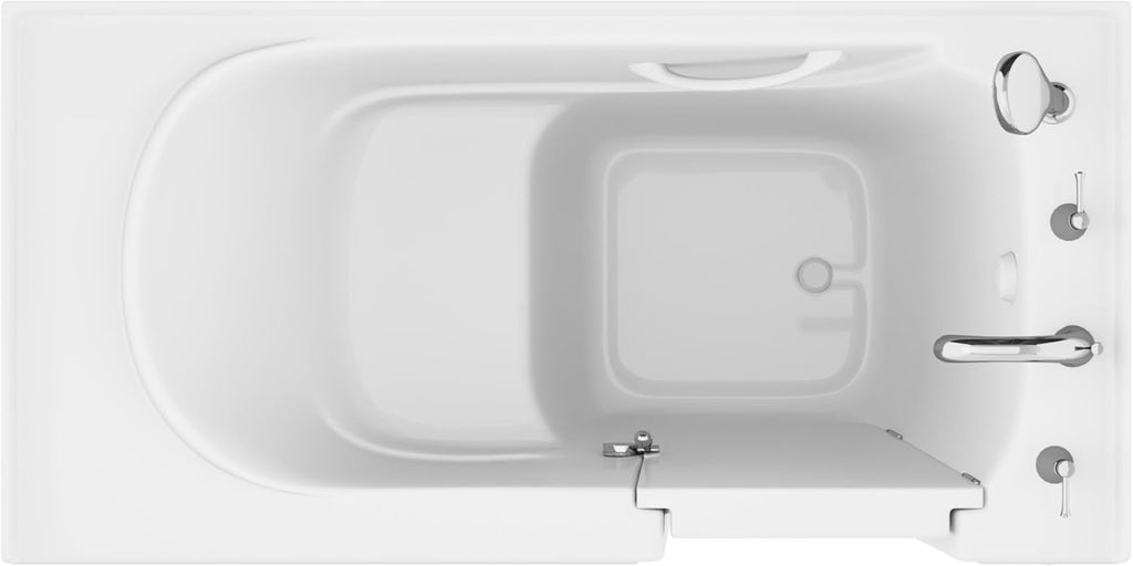 Avano B3060RS Architect Series 60' Gel Coated Soaking Bathtub for Alcove Installations with Right Drain, Roman Tub Faucet and Handshower - White