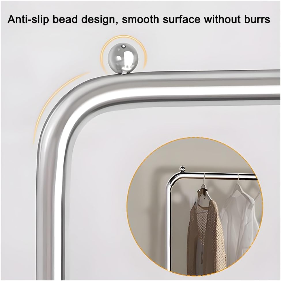 Garment Rack Heavy Duty Clothing Rack on Wheels, Stainless Steel Clothes Rail, Freestanding Single Rail Coat Rack, for Bedrooms and Boutiques (Silver 118x42x145 cm)