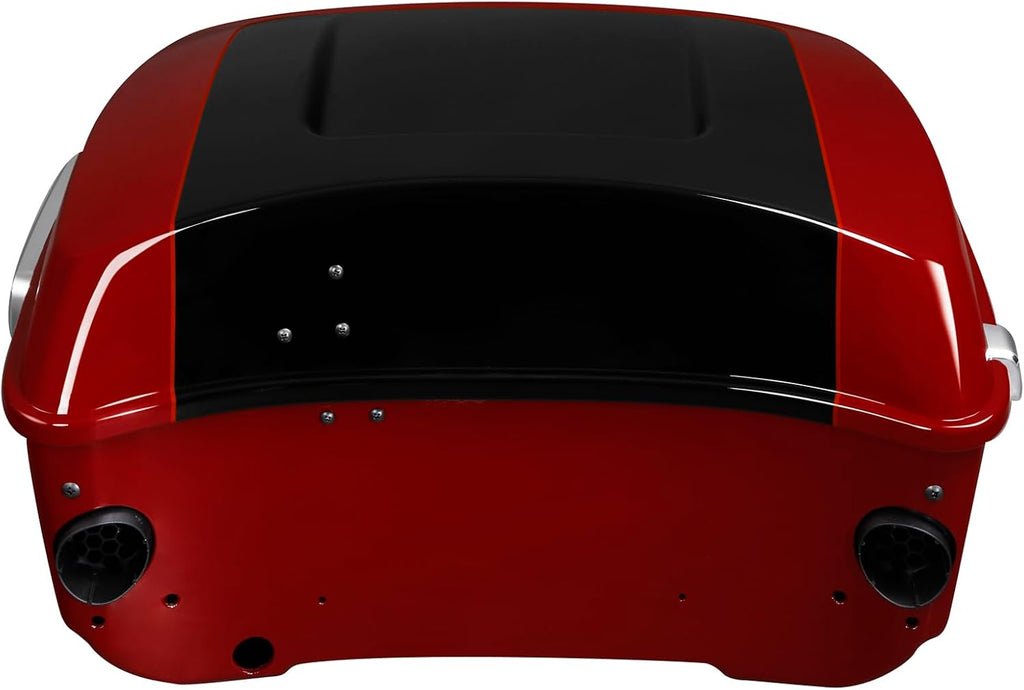 TCMT 13.7' King Motorcycle Trunk Box W/Latch Key Fit For Harley 2014-2025 Touring CVO Road King Road Glide Street Glide Electra Glide Ultra Limited Billiard Red/Vivid Black