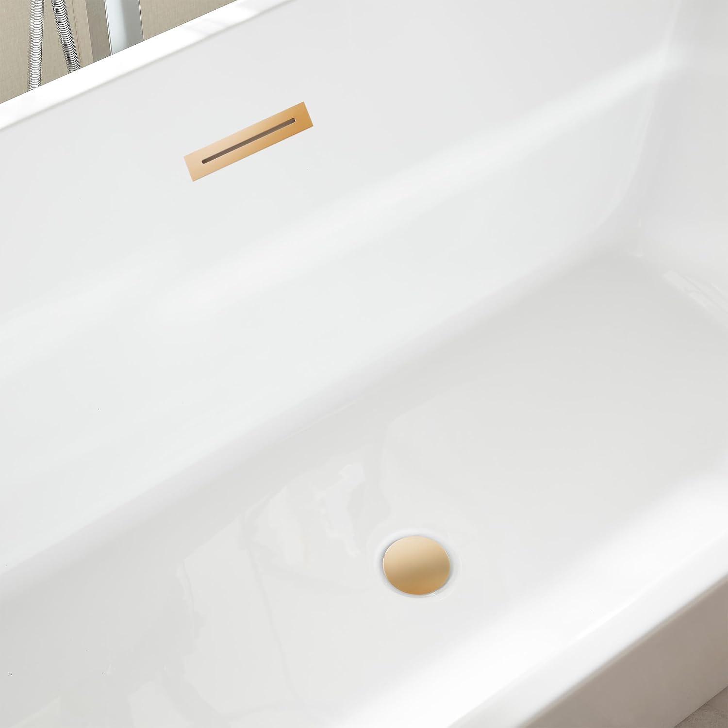 HomeBeyond 59 Inch Free Standing Bathtub | Acrylic Freestanding Bathtub Soaking Tub, Modern Bathroom Stand Alone Tub Suitable for Single Person Bathing, with Pop-up Drain Overflow