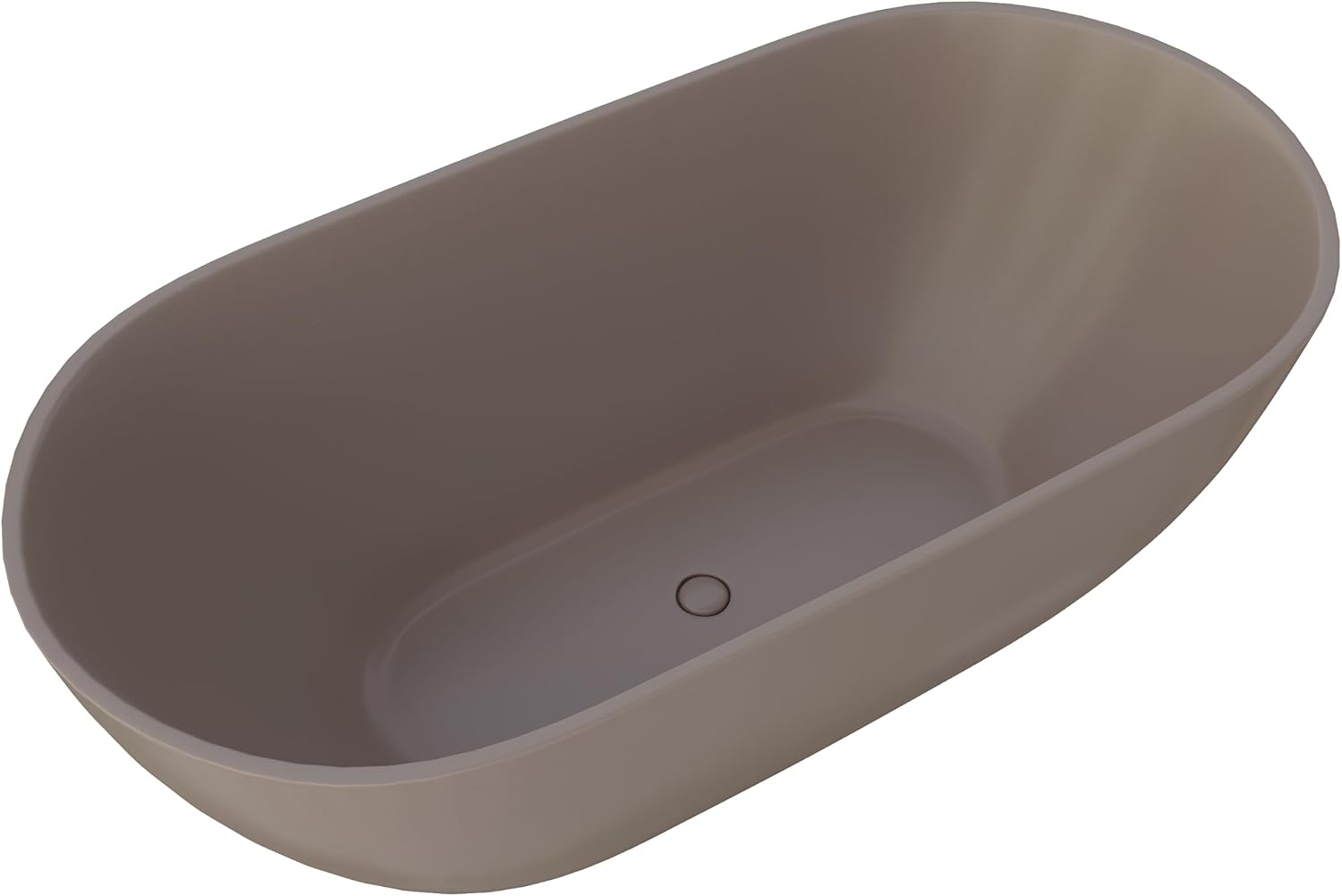 59' Premium Freestanding Stone Resin Bathtub, Oval Shape Solid Surface Grey-Coffee Soaking Tubs with Overflow and Pop-up Drain