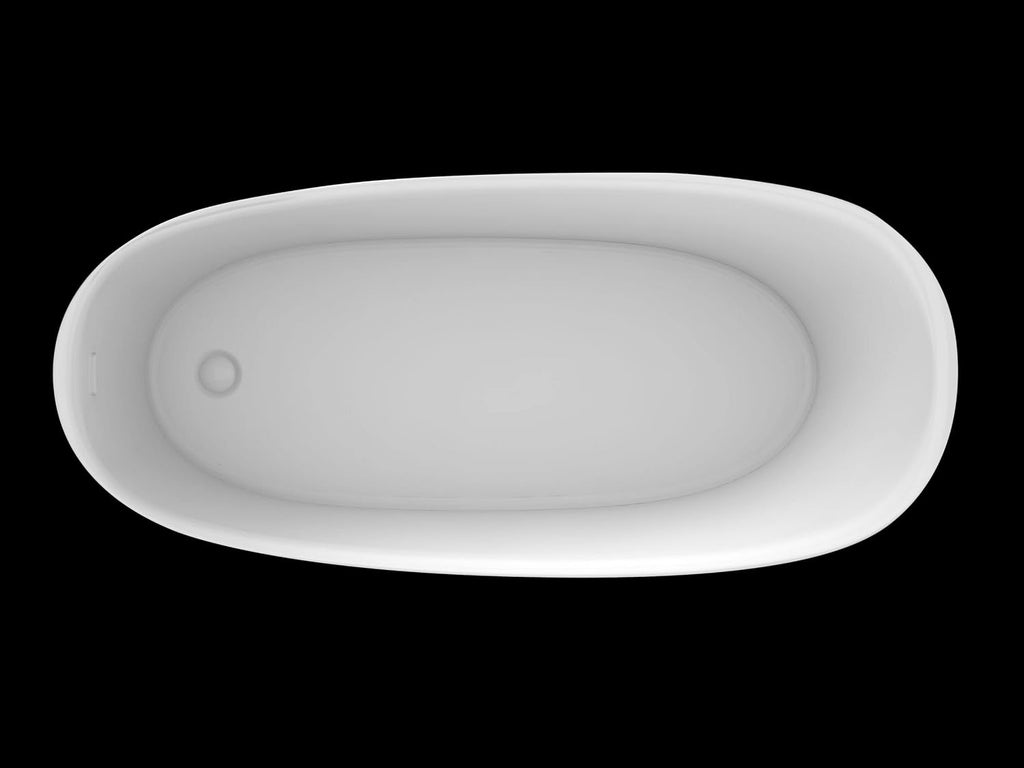 Carver Tubs - Serenity 67' - Acrylic Freestanding Soaking Bathtub - Chrome Drain and End Slotted Overflow Included - White Modern Slipper Acrylic Fiberglass Tub - 67'L x 30'W x 28.75'H