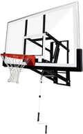 Basketball Hoop Garage Mounted Wall Adjustable-Height, with 60''x36''Tempered Glass Backboard, Pro-Style Breakaway Rim, Durable Bracket and All Weather Net