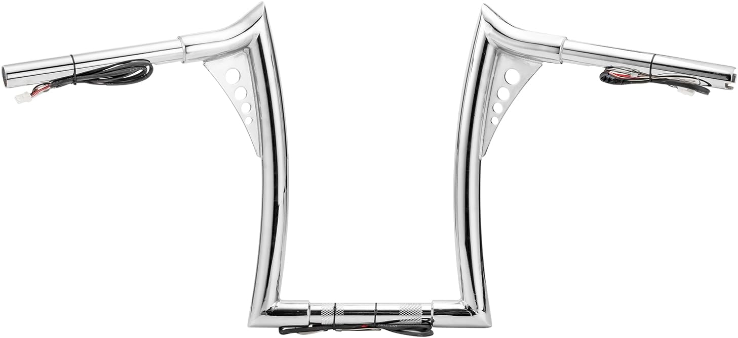 Mofun 12' Rise Pre-wire handlebar 1-1/4' Fat 1' Clamp Ape Sharp Bar Compatible with Harley Softail 2011-2024 Sportster XL883L 1200 2011-2022 Touring Road King 2015-Later Dyna 2012-2017, Chrome